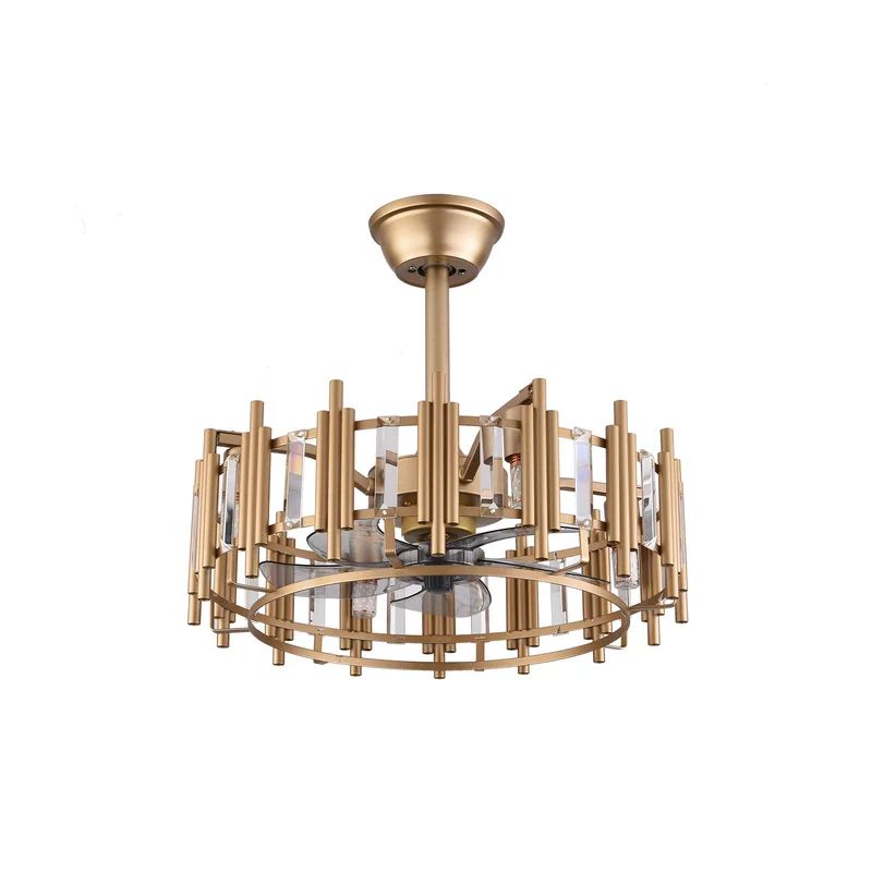 Gold 20 Inch Fan Chandelier Gold 3 Speed With Remote | Wayfair Professional