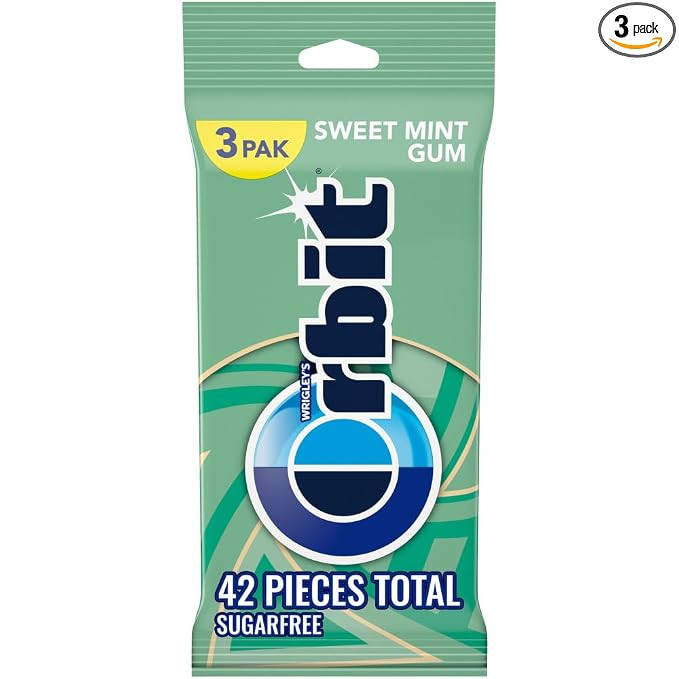 ORBIT Sweet Mint Sugar Free Back to School Chewing Gum, 3 Ct Packs, Bulk Gum Packs | Amazon (US)