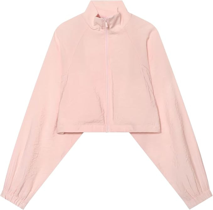 Chevara Women's Cropped Zip Up Jacket Long Sleeve Lightweight Outdoor Coat | Amazon (US)