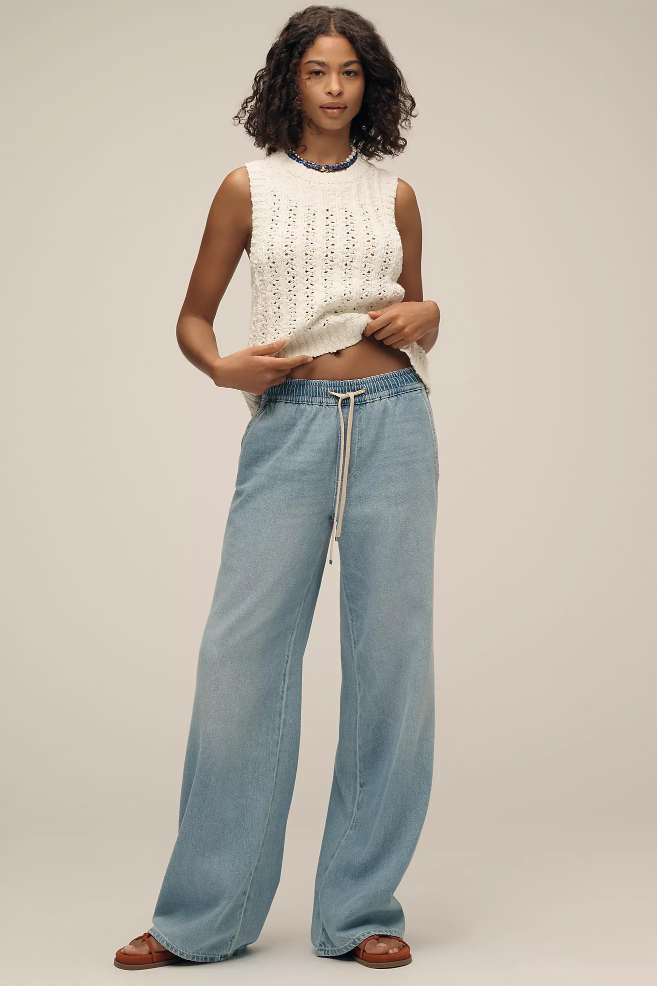 7 For All Mankind High-Rise Wide-Leg Pull-On Jeans | Anthropologie (US)