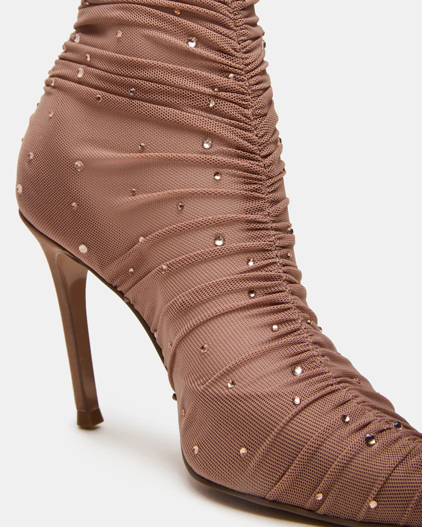 RASHIDA Blush Mesh Over-The-Knee Pointed-Toe Rhinestone Stiletto Heel Women's Boot | Steve Madden (US)