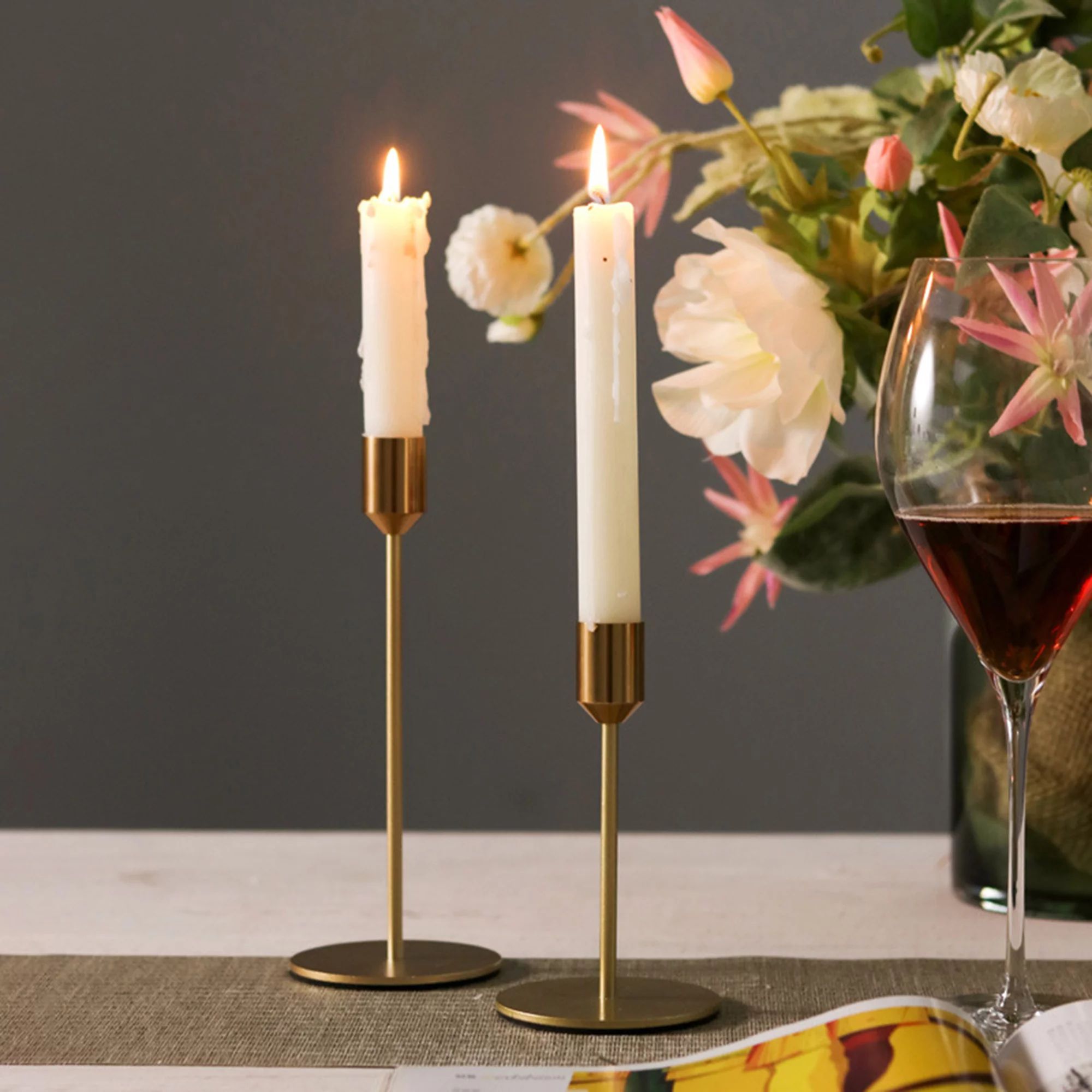 Candle Holders, Gold Metal Candlestick Holders, Taper Candle Holders Decorative Candle Stand | Walmart (US)