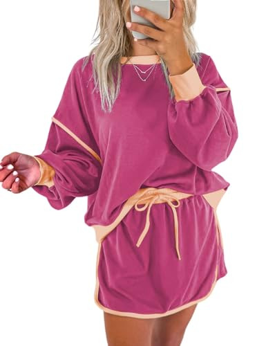 Amazon.com: Ecosunny 2 Piece Sets for Women Casual Tracksuit Sweatshirt Waist Skirted Skorts Matc... | Amazon (US)