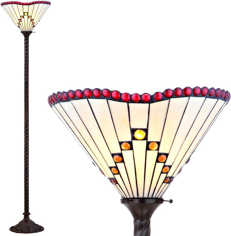JONATHAN Y JYL8000A Smith Tiffany-Style 70.5" Torchiere LED Floor Lamp, Tiffany, Traditional, Art... | Amazon (US)