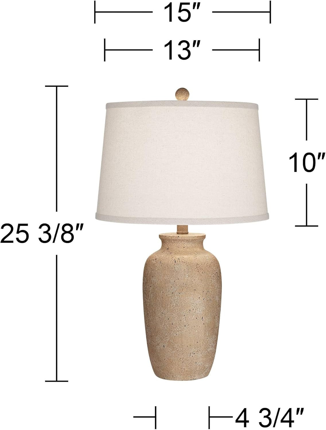 Regency Hill 25 1/2" High Farmhouse Rustic Coastal Country Cottage Table Lamps Set of 2 Beige Fab... | Amazon (US)