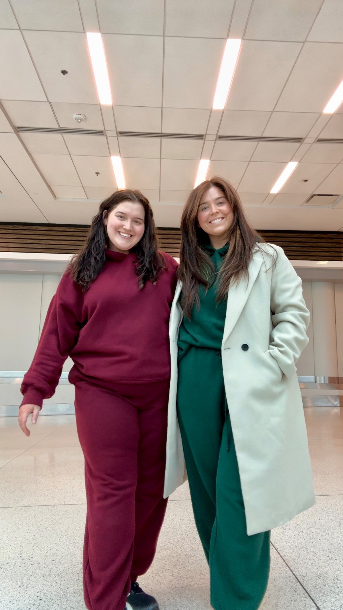 Bestie + me travel outfit inspo for NYC during Christmas. Burgundy + dark green cozy lounge wear set. These @aerie sets are comfy and warm for winter travel! I’m in the size XXL and Kahley is in the XL

#LTKootd #LTKHoliday #LTKTravel