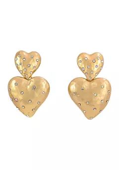 Belk Gold Tone Double Puffy Heart Post Drop Earrings | Belk