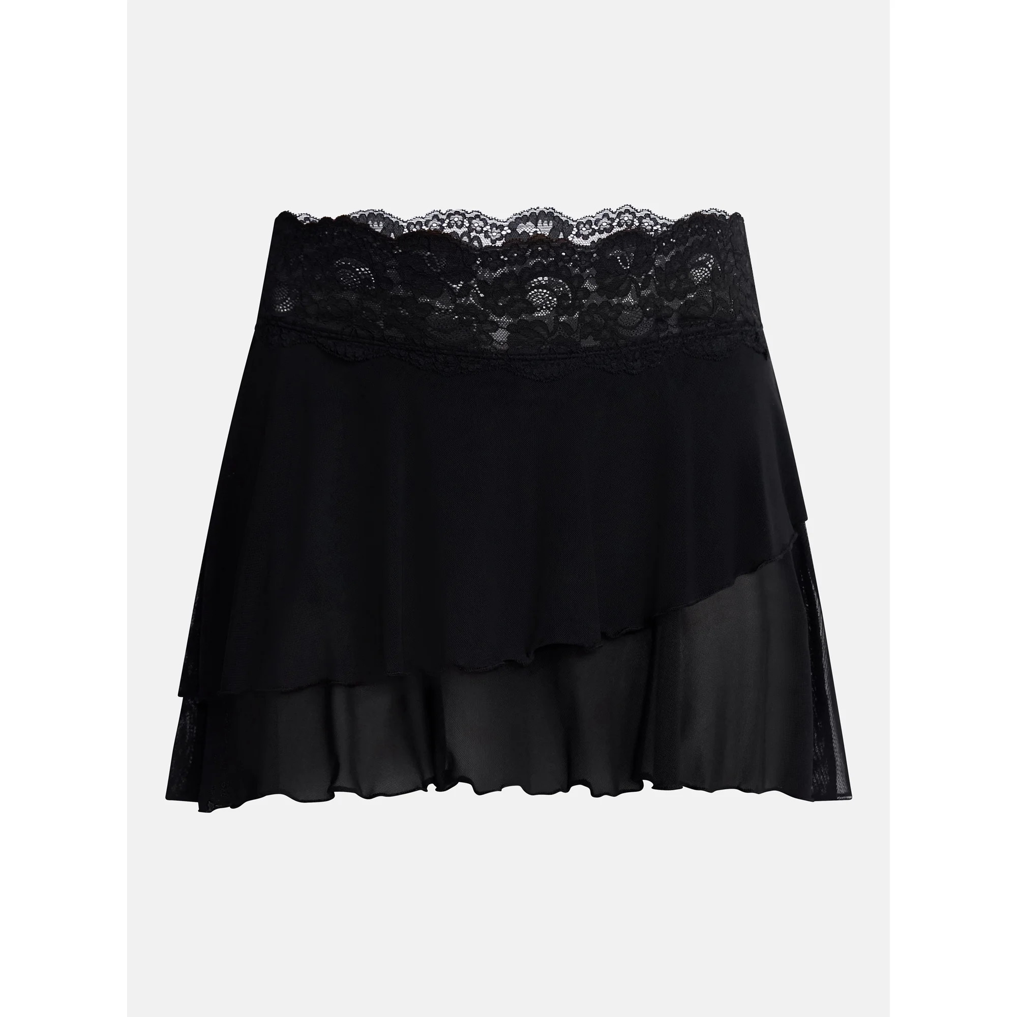 No Boundaries Lace Trim Mesh Mini Skort, Women’s XXS-XXL | Walmart (US)