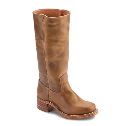 Frye Campus 14L Iconic Tall Boots for Women Crafted from Signature Montana Leather with genuine stitch-down welt construction and Stacked Leather Heel – 13” Shaft Height, Dark Brown - 9.5 M | Amazon (US)