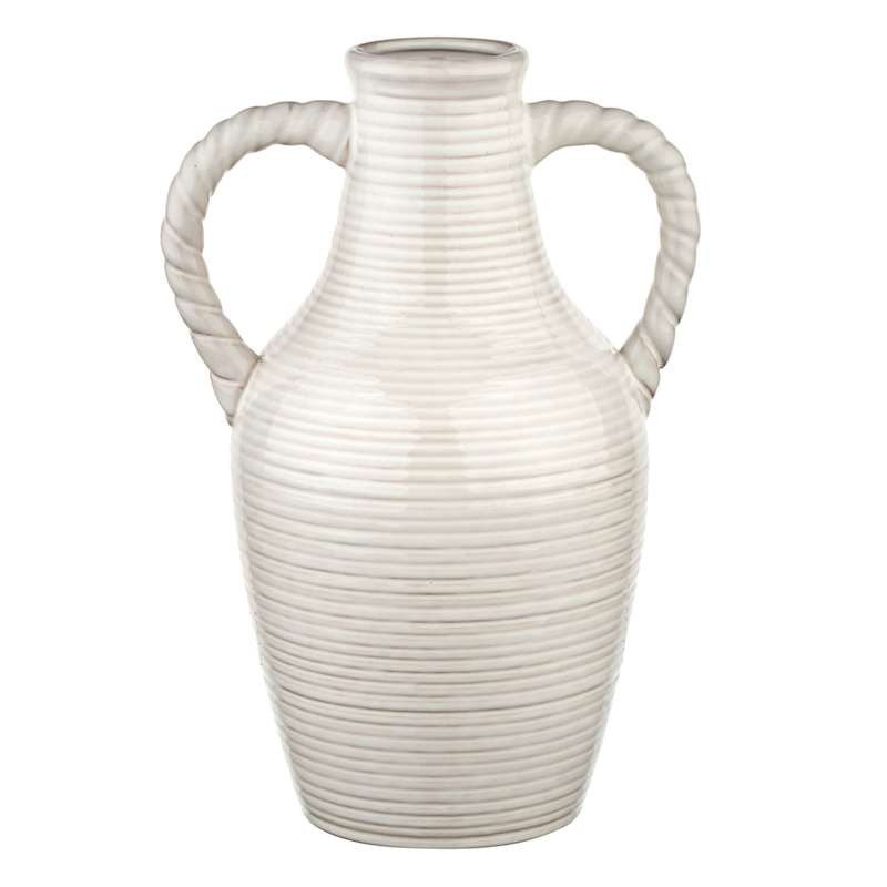 White Handle Ceramic Vase, 11" | At Home
