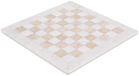 Marble Chess Board 15 Inch Handmade White and Travertine Stone Luxury Board Games for Adults & Fa... | Amazon (US)