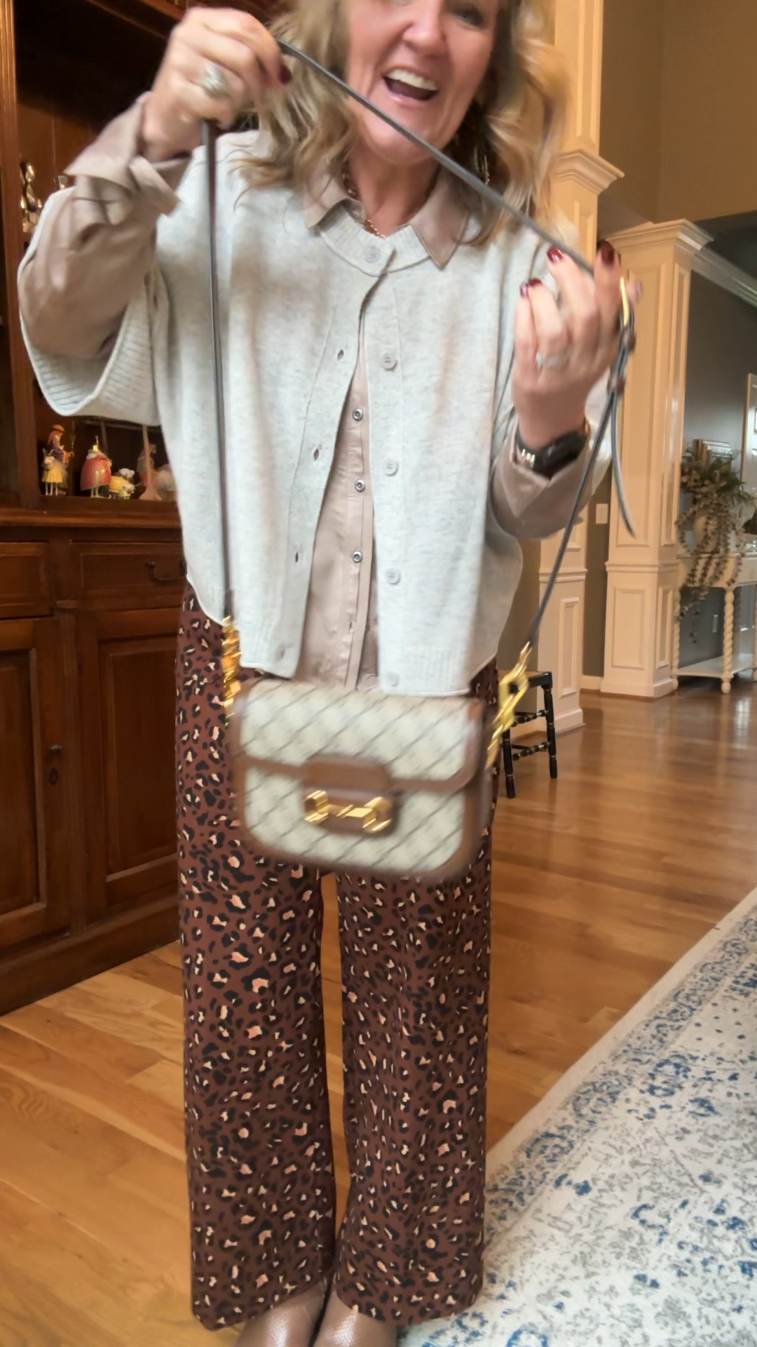 Love my bag. If you’re looking for a splurge this is it. And check out the other two I’m linking too. You will have these for years and love it. 

Outfit by Anthro. It’s a favorite! Cashmere sweater size med. blouse size up. Colette leopard pants size 29. Boots size up 1/2. They’re on sale! 


Brown boots Gucci splurge worthy gifts 

#LTKGiftGuide #LTKOver40 #LTKWatchNow