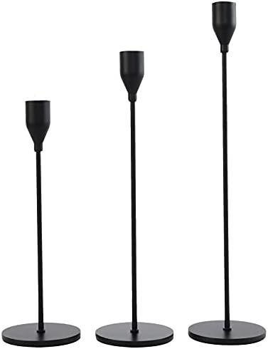 Denique Matte Black Candle Holders Set of 3, Tall Candlestick Holder for Taper Candles, Metal Can... | Amazon (US)