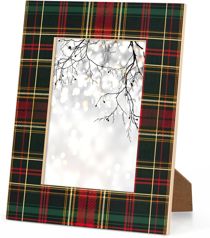 Christmas Tartan Picture Frame 4 by6，Green Pastel Plaid Photo Frame Fits 4x6 Inch Wall and Tabl... | Amazon (US)