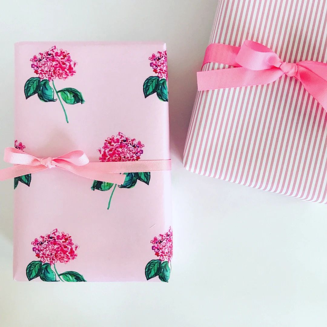 Wrapping Paper: Pink Hydrangea Deux Fois {Gift Wrap, Birthday, Holiday, Christmas} | Etsy (CAD)