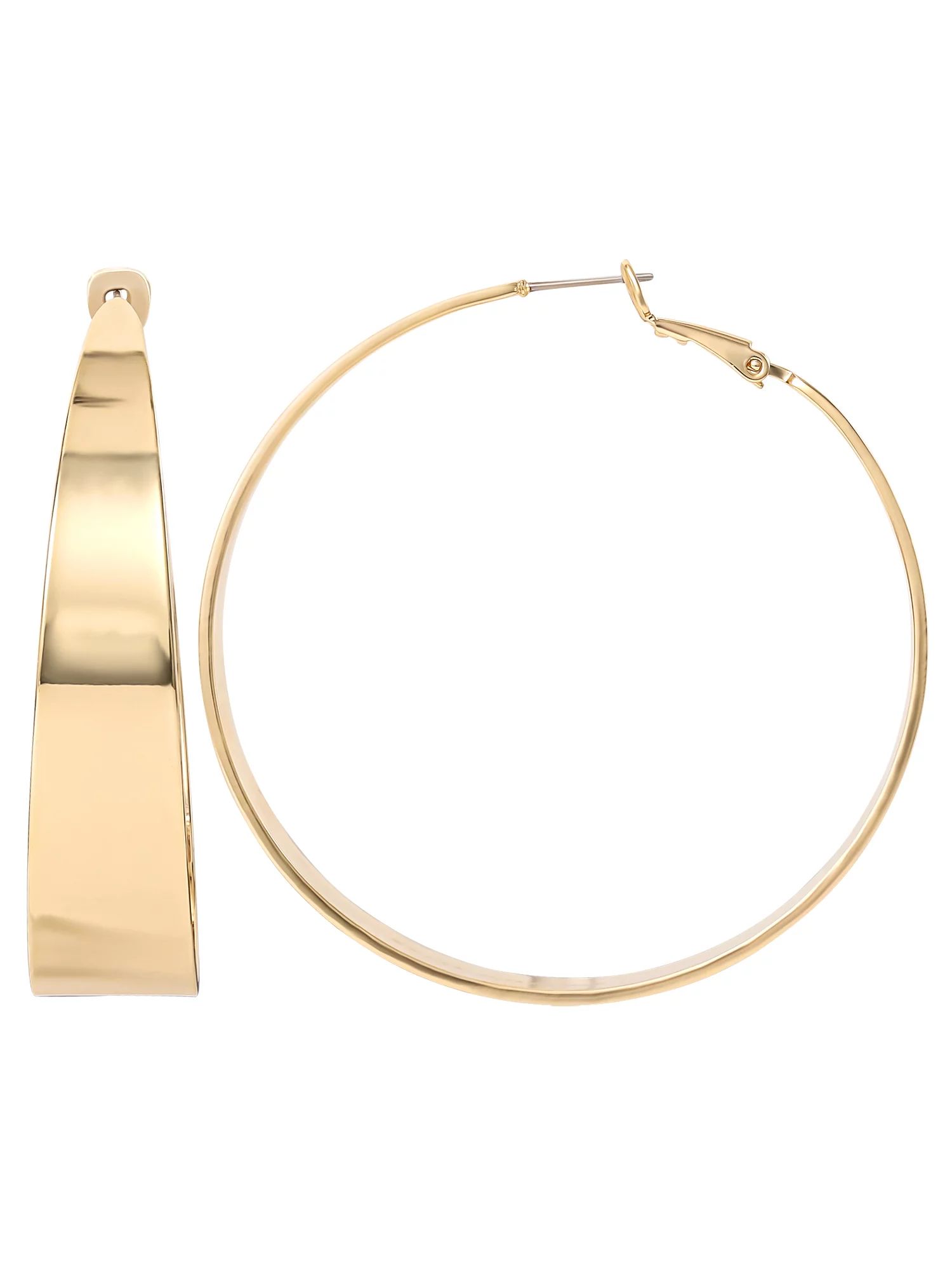 Scoop Womens 14KT Gold Flash Plated Brass Large Hoop Earrings - Walmart.com | Walmart (US)