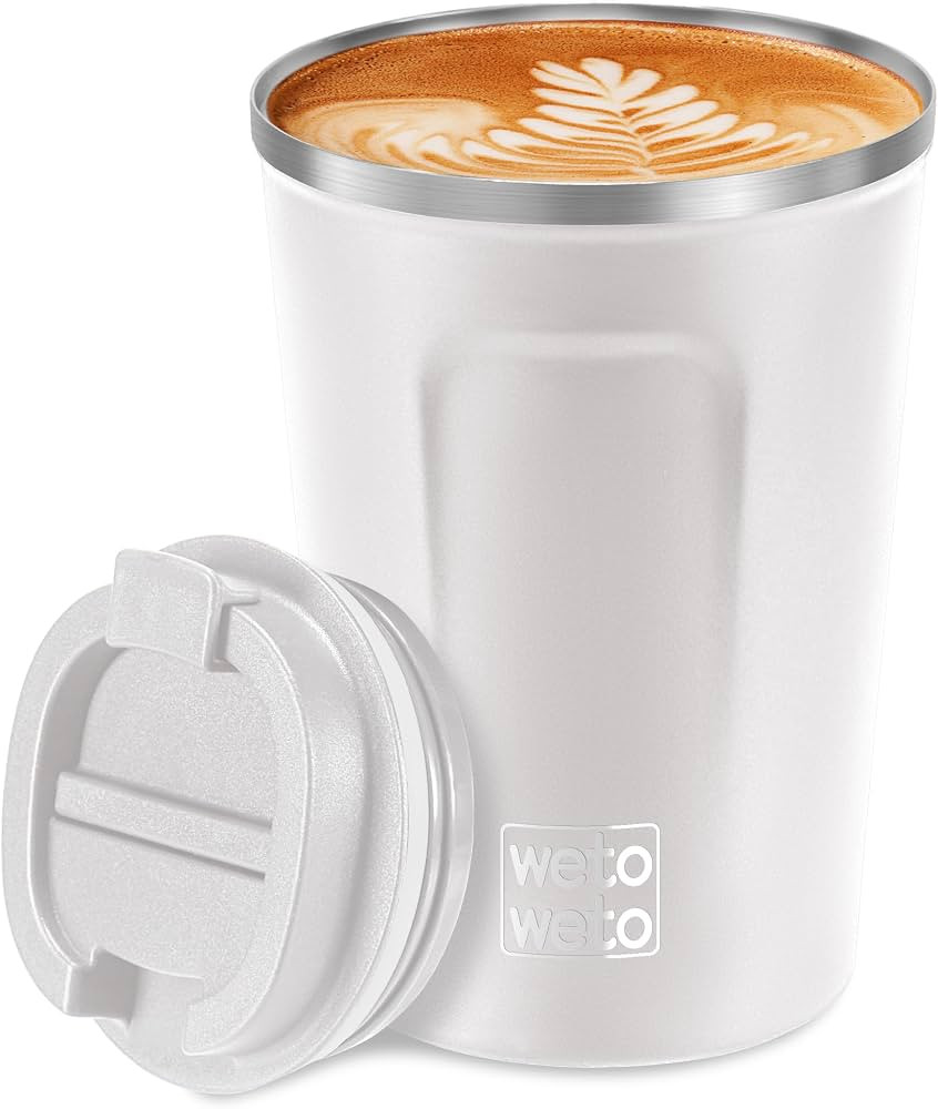 WETOWETO 12oz Reusable Coffee Cup, Coffee Travel Mug with Lid, Spill Proof Thermal Mug, Double-Wa... | Amazon (US)
