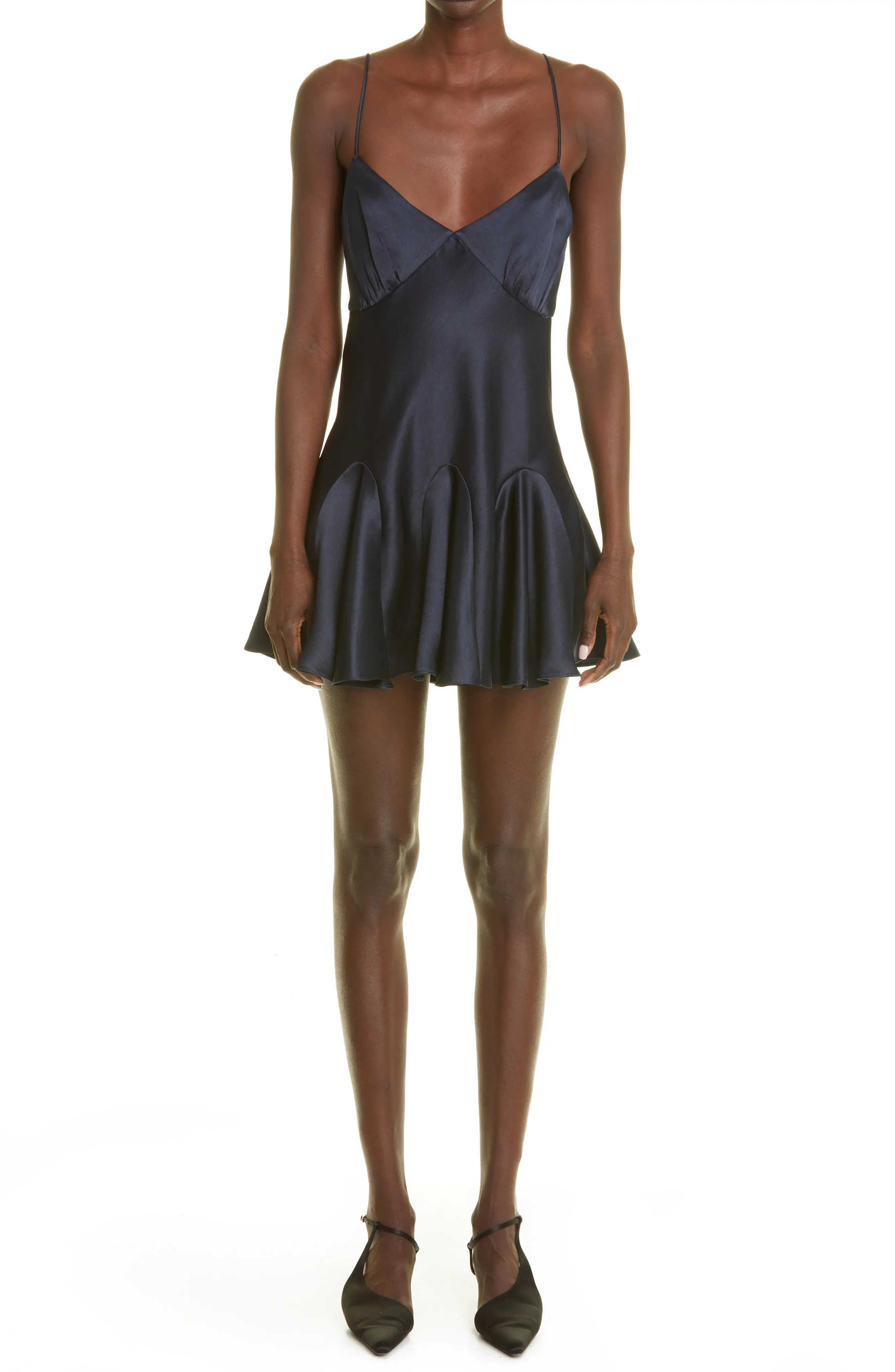 Khaite Liliana Satin Minidress in Dark Navy at Nordstrom, Size X-Small | Nordstrom