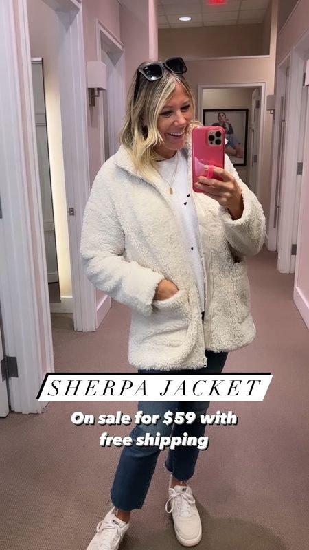 Love this sherpa cozy loft jacket which is on sale with free shipping for $59. Cute with this white heart thermal, jeans and Nikes. Size XS coat and top, 26 jeans. Go down a half size in the neutral sneakers. Nikes. 

Follow my shop @thesensibleshopaholic on the @shop.LTK app to shop this post and get my exclusive app-only content!

#liketkit 
@shop.ltk
https://liketk.it/3Xi5a

Follow my shop @thesensibleshopaholic on the @shop.LTK app to shop this post and get my exclusive app-only content!

#liketkit #LTKsalealert #LTKSeasonal #LTKHoliday
@shop.ltk
https://liketk.it/3Xi6d
