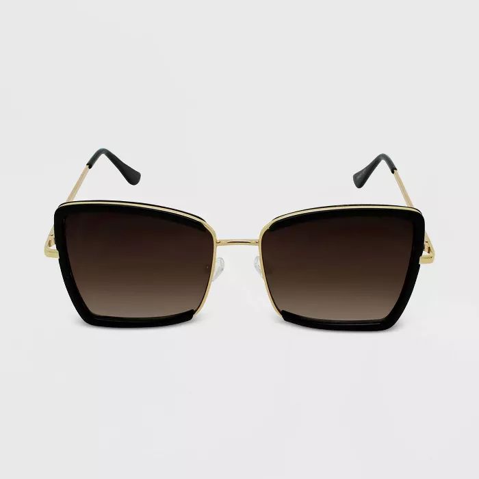 Women&#39;s Square Sunglasses - Wild Fable&#8482; Black/Gold | Target