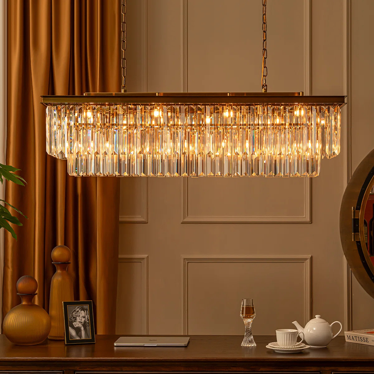 Cleaven 12-Light 50" Modern Luxury Fringe Crystal Chandelier For Dining Room | Wayfair North America