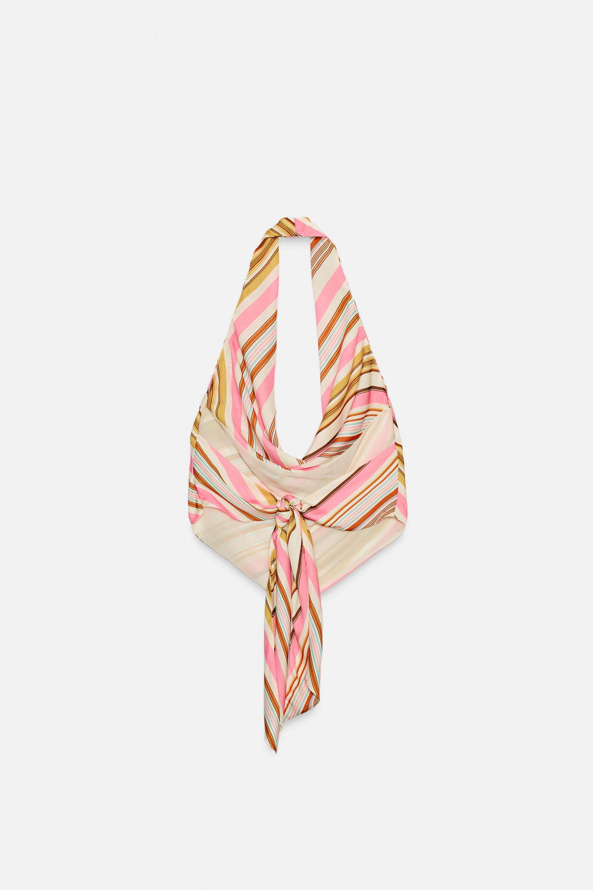 SATIN EFFECT STRIPED HALTER TOP | Zara US