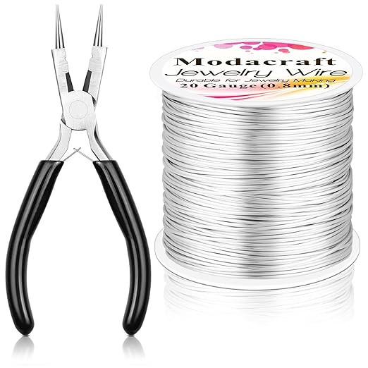 20 Gauge Silver Jewelry Wire with 4 in 1 Plier modacraft 82FT Craft Wire 0.8mm Tarnish Resistant ... | Amazon (US)