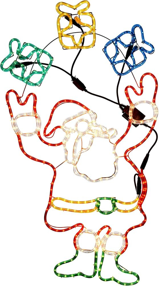WeRChristmas Animated Father Christmas Santa Claus and Presents Rope Light Silhouette, 114 cm - L... | Amazon (UK)