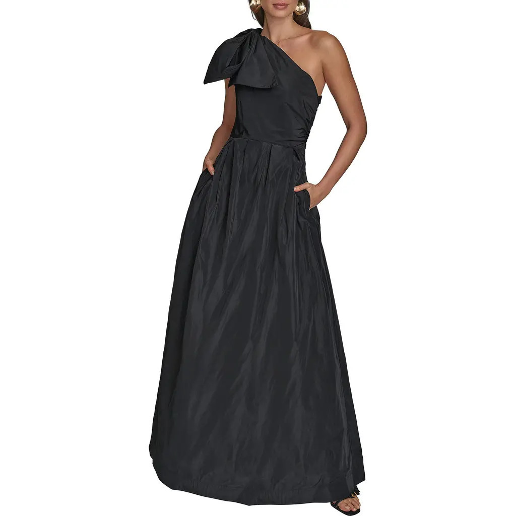Donna Karan New York Bow One-Shoulder Gown in Black at Nordstrom, Size 2 | Nordstrom