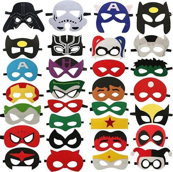 30 Packs Superhero Masks Party Favors for Kids Toys Set, Dress Up Birthday Festival Christmas Hal... | Amazon (US)