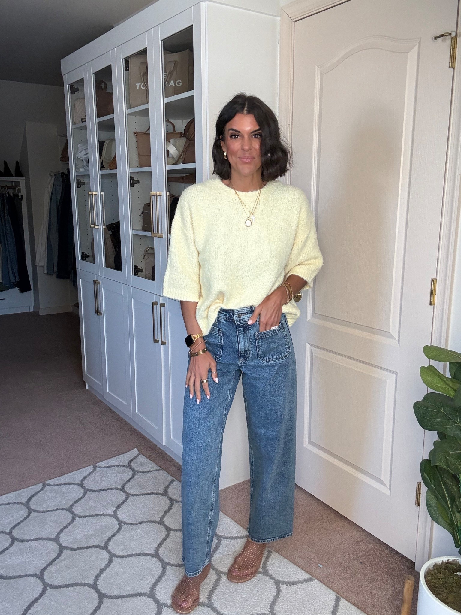 Target jeans are 20% off! They fit true to size 
Size xs in sweater 

#LTKdayinmylife #LTKSaleAlert #LTKmomlife