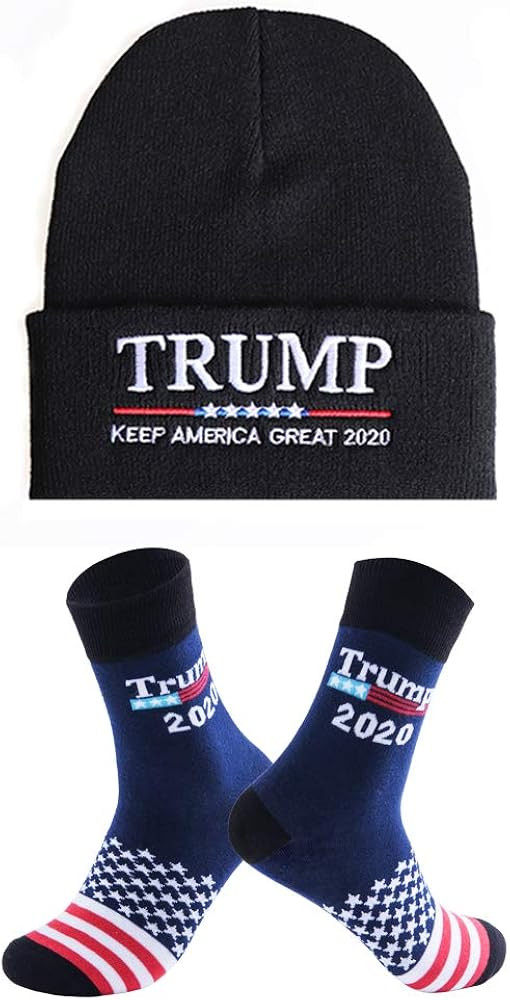 Trump 2020 Winter Knitted Beanie Hat for Men Women and Donald Trump 2020 Novelty Unisex Crew Sock... | Amazon (US)