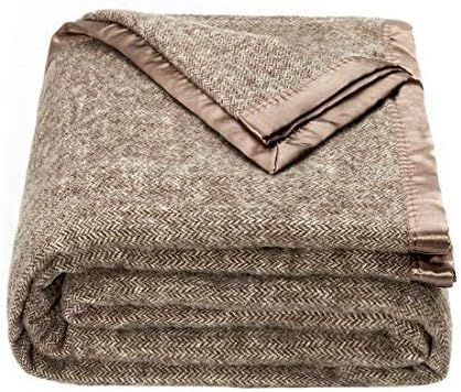 spencer & whitney Bed Throws Blankets Wool Blanket Brown Herringbone Throw Blanket Large Wool Bla... | Amazon (US)