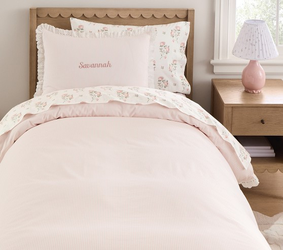 Bria Hammel Stripe Eyelet Ruffle Duvet Cover & Shams | Pottery Barn Kids