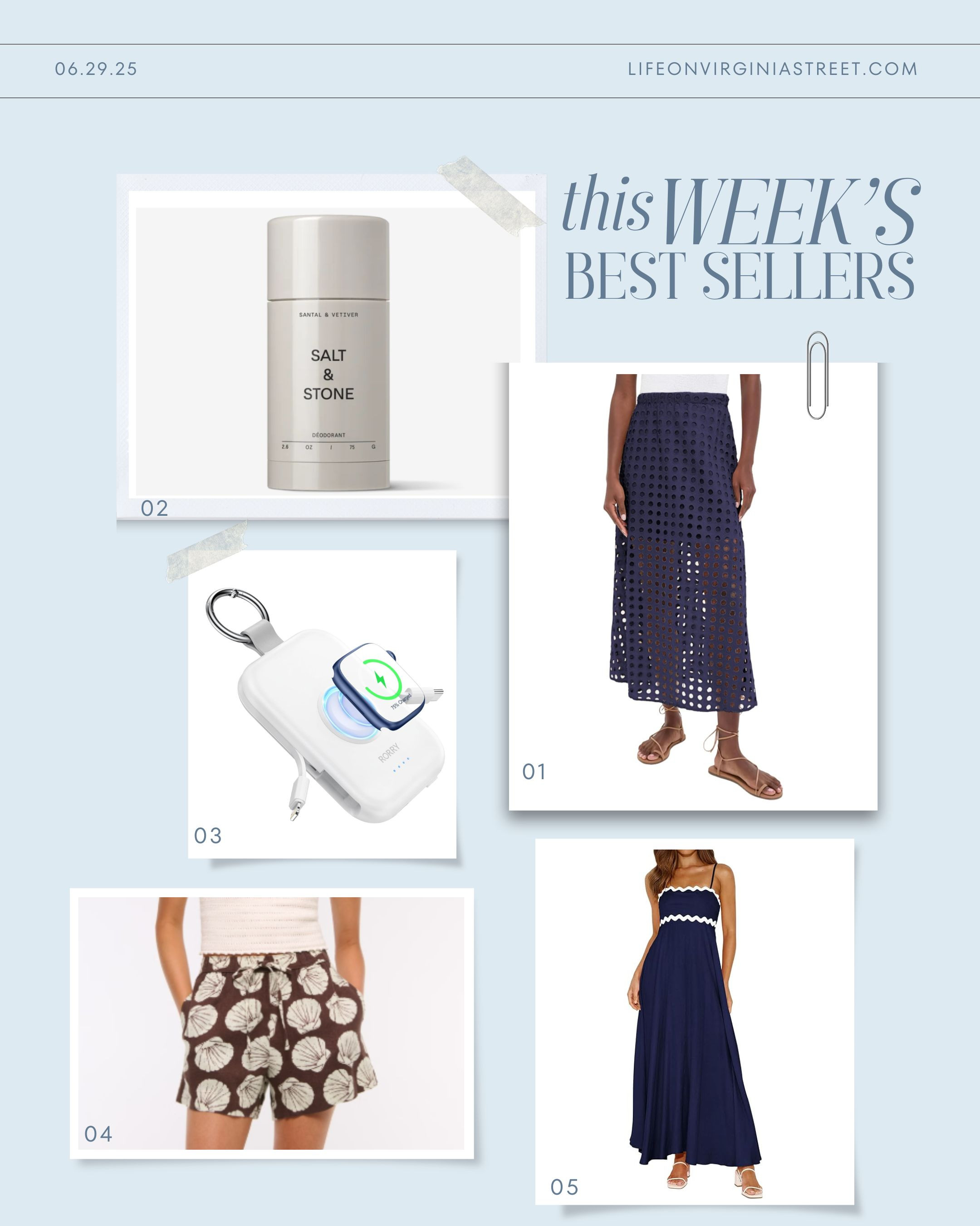 This week's bestsellers include a chic eyelet skirt that's an excellent designer look for less, my new favorite deodorant in a heavenly scent (use code SARAHS15 for 15% off), a portable charger that works on phones and Apple watches and can hook to your keychain, my favorite seashell linen shorts, and the cutest ric rac maxi dress! #ltkseasonal #ltkfindsunder50 #ltkfindsunder100  

 

#LTKSeasonal #LTKSaleAlert #LTKFindsUnder100
