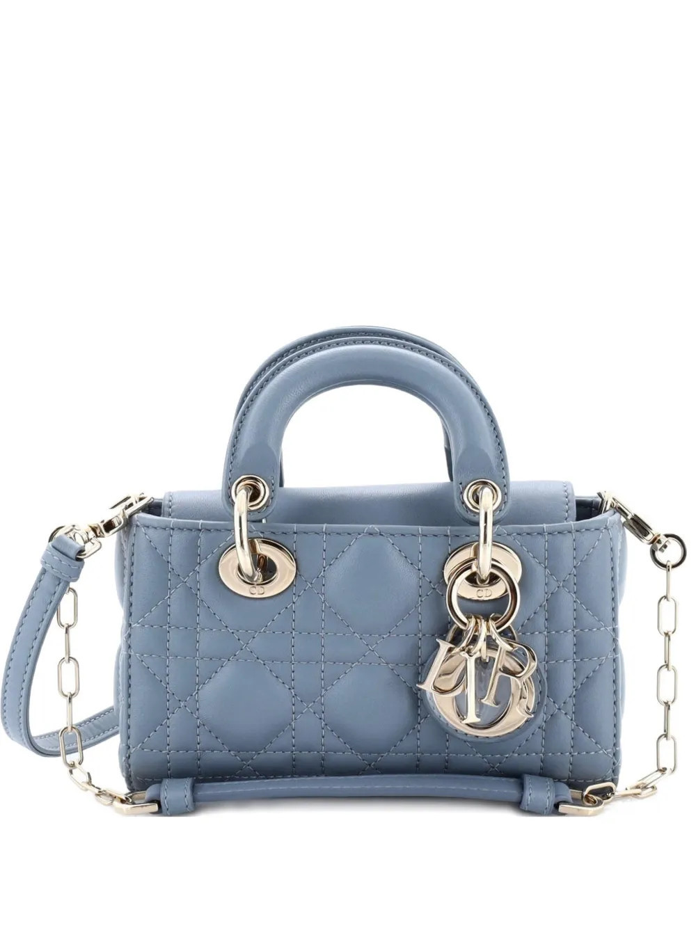 Christian Dior Pre-Owned Lady D-Joy Bag Cannage Quilt Lambskin Micro satchel - Blue | Farfetch Global