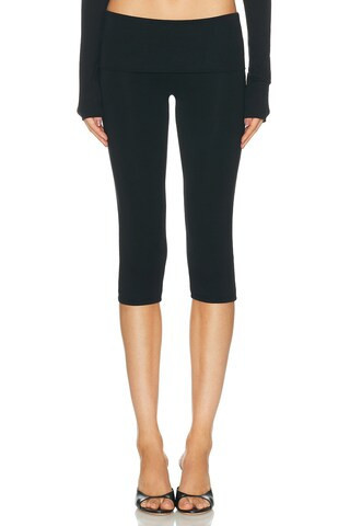 Eterne Foldover Capri Legging in Black | FWRD 