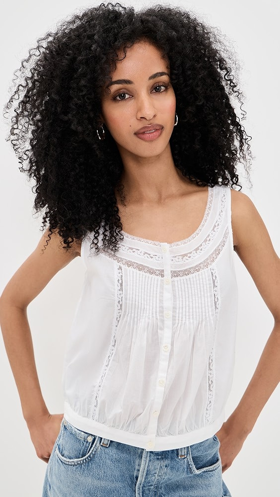 Madewell Lace-Insert Pintuck Sleeveless Top | Shopbop | Shopbop