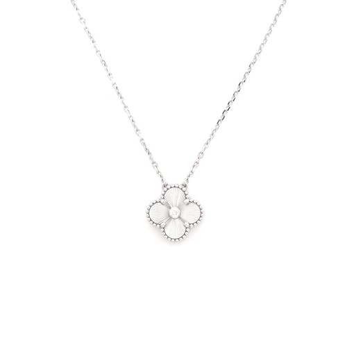 Van Cleef & Arpels, Pre-Loved Vintage Alhambra Pendant Necklace Guilloche 18K White Gold with Diamond, White Gold | Amazon (US)