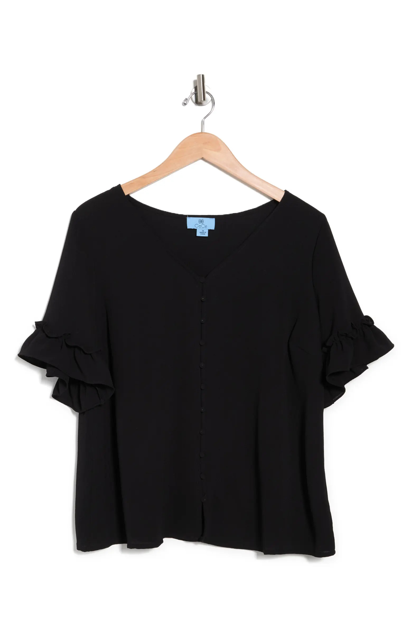 CeCe Flutter Sleeve Button Down Blouse | Nordstromrack | Nordstrom Rack