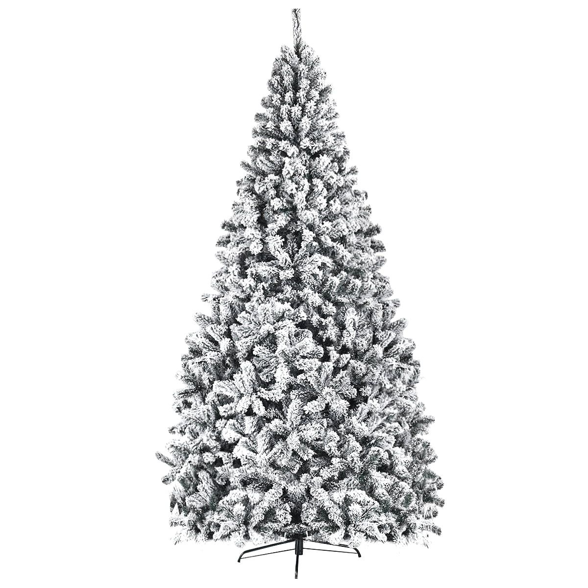 Costway 9ft Snow Flocked Hinged Artificial Christmas Tree Unlit Metal - Walmart.com | Walmart (US)