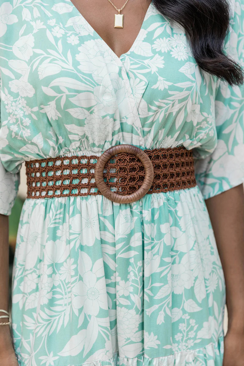 Summer Daydream Net Khaki Belt | Pink Lily