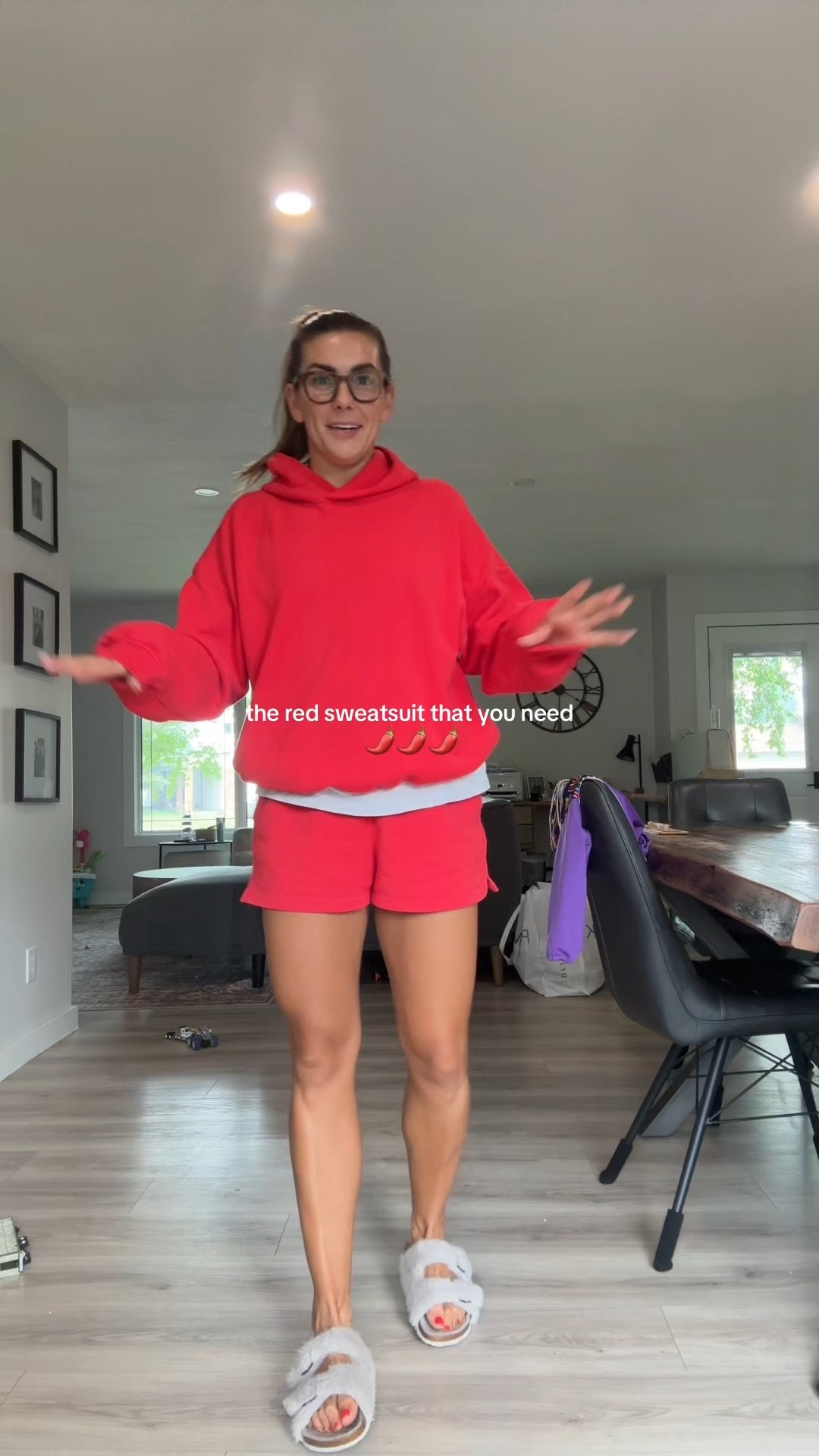 coziest sweatsuit 
Wearing s/m in sweater and s in shorts 