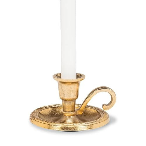 Abbott Collection Classic Chamberstick Taper Candle Holder, Gold, Aluminum (4.5" D) | Amazon (US)