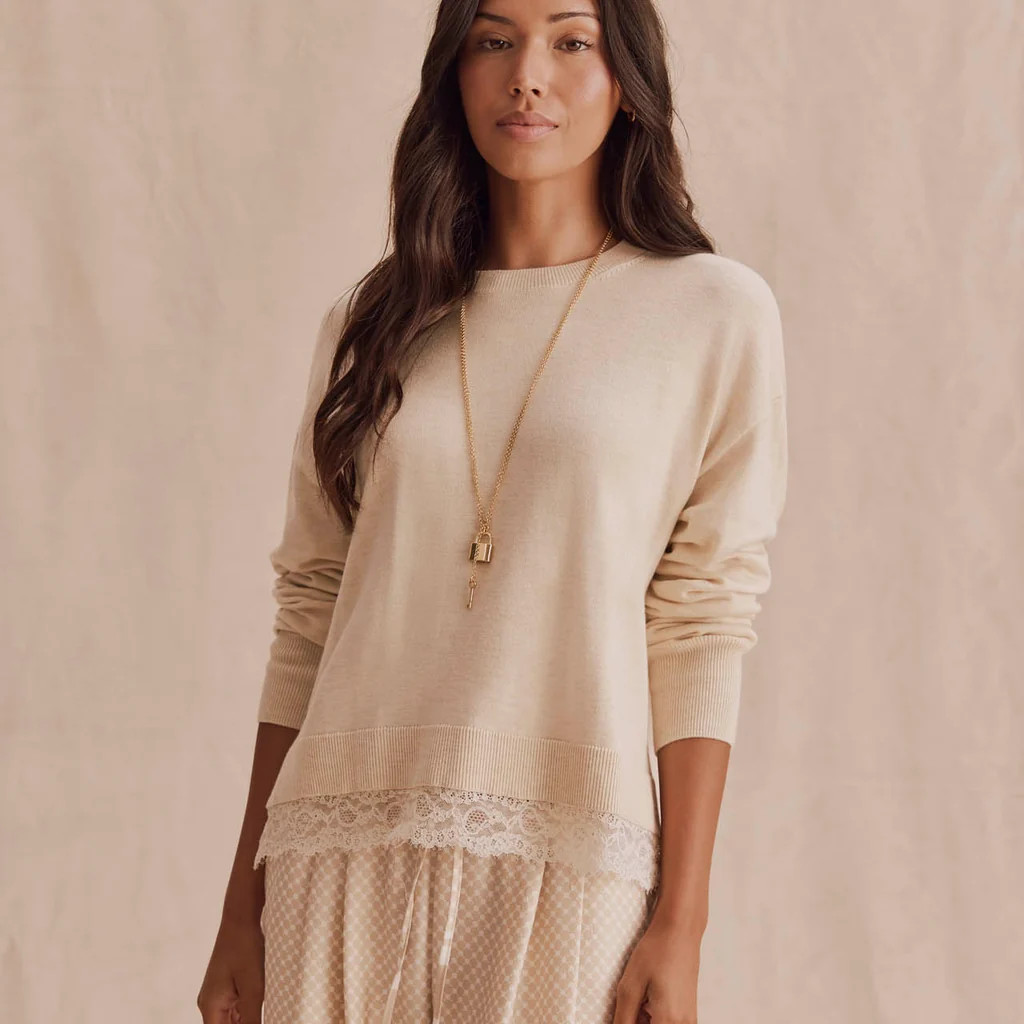 Georgie Lace Trim Pullover | Splendid