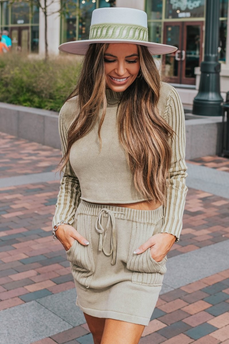 Tulum Dreams Green Washed Sweater Top | Apricot Lane Boutique