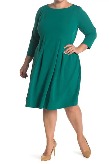 Boatneck Button Detail Fit & Flare Dress | Nordstrom Rack