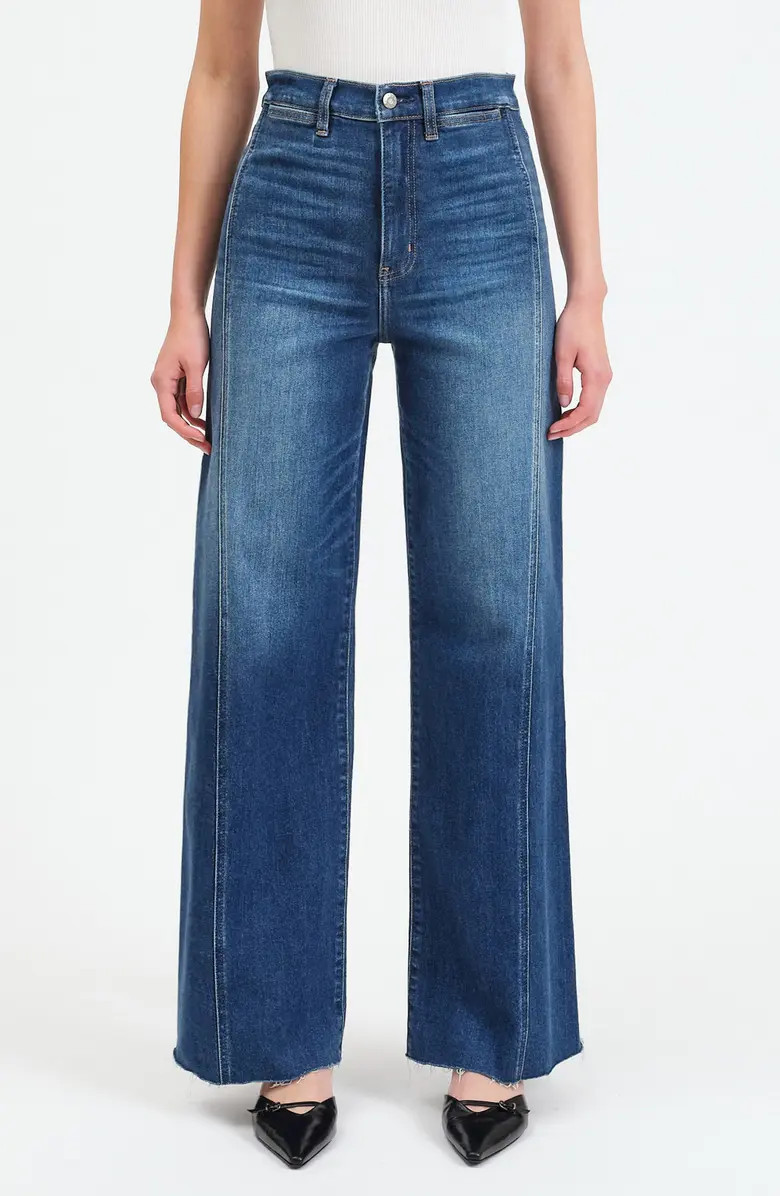 DAZE Far Out High Waist Raw Hem Wide Leg Jeans | Nordstrom | Nordstrom