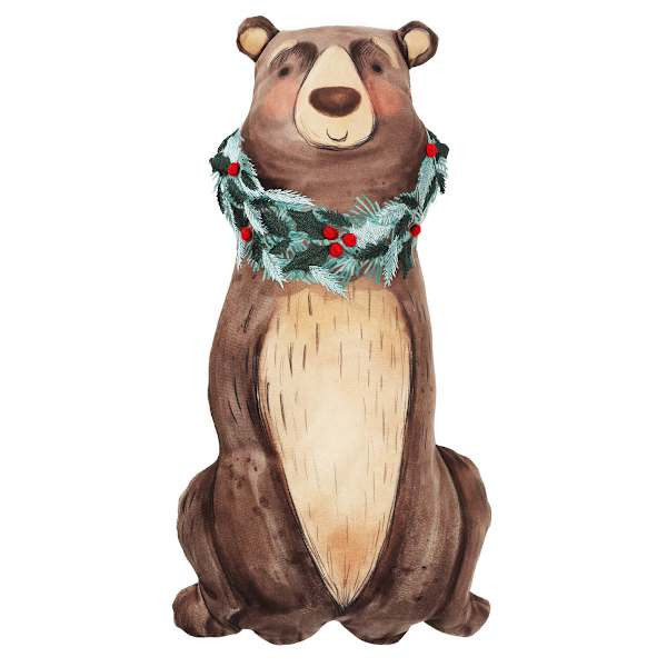 Festive Bear Shaped Throw Pillow, 10x18 | At Home