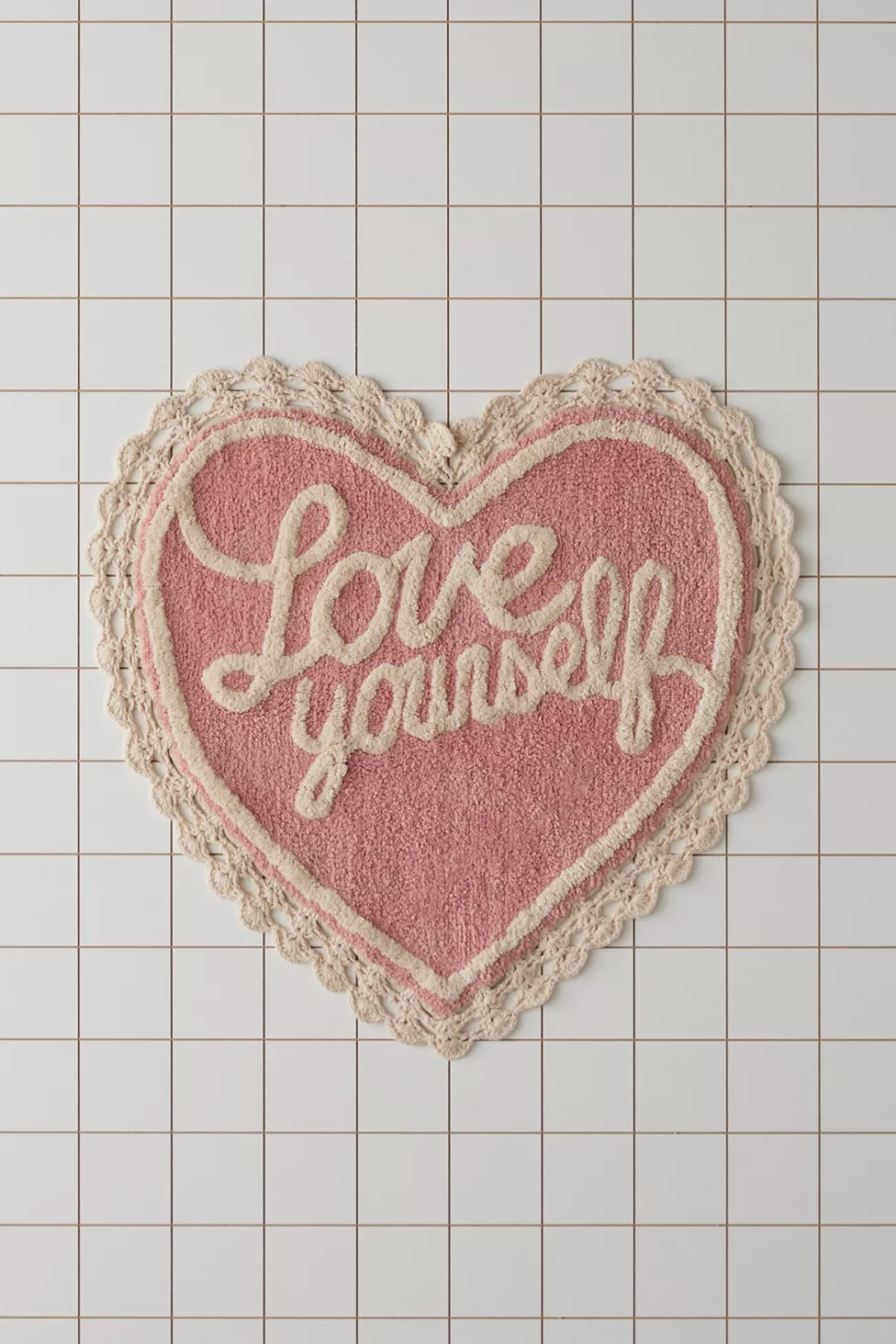 Love Yourself Heart Shape Tufted Bath Mat | Urban Outfitters (US and RoW)